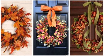 Vier de herfst door het entree en huis te versieren met fantastische kransen geïnspireerd op de seizoenskleuren