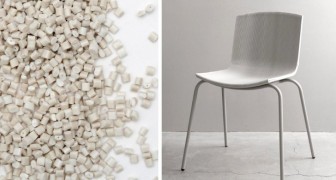 Questa sedia stampata in 3D è stata realizzata riciclando i vasetti in plastica dello yogurt