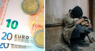 En okänd man lämnar en lapp och 10 euro utanför ett café där han 