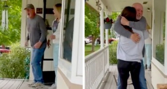 Le hace una sorpresa al padre que no ve desde hace tres años: el abrazo con la hija es conmovedor (+VIDEO)