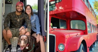 Trasformano un vecchio bus di Londra in un'accogliente mini-casa: l'impresa di questa coppia