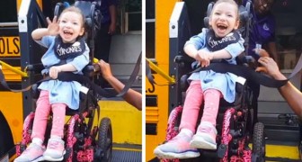 Meisje met hersenverlamming kan niet wachten om weer naar school te gaan: haar reactie is ontroerend (+ VIDEO)