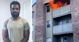 Een wanhopige moeder gooit haar 3-jarige zoon van het balkon om hem te redden van een brand, een jonge man vangt hem