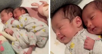 Des jumelles nouveau-nées se prennent dans les bras pendant leur sommeil (+ VIDEO)