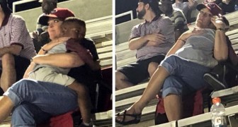 Embarrassed aunt apologies when her nephew makes himself comfortable in a stranger's arms