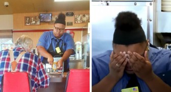 Cameriera si ferma per aiutare un anziano cliente a mangiare e il suo gesto gentile viene ripreso (+VIDEO)