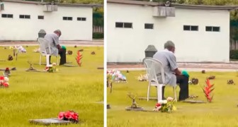 Cet homme âgé se rend chaque samedi sur la tombe de sa femme bien-aimée : une scène qui fait réfléchir