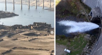 De dam zakt door droogte: spookdorp duikt weer op na 30 jaar onder water te hebben gestaan