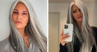 Questa donna ha 53 anni e non ha alcun ripensamento sui suoi capelli color argento: Basta tinta