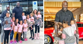 Former basketball champion takes a family with nine children out to dinner and buys them a 15-seater vehicle