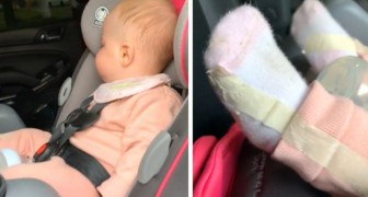 Mother picks up her daughter from kindergarten and notices scotch tape on her feet: It's to keep her from losing her socks