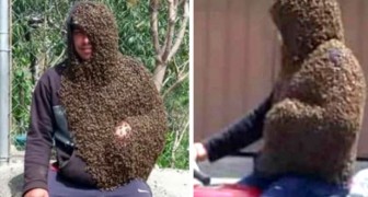 Er ist komplett mit Bienen bedeckt und läuft herum, als wäre nichts geschehen: Sie nennen ihn 'Bee Man'.