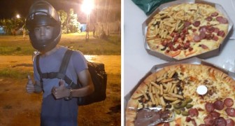 Moeder steunt haar zoon door pizza's te kopen op zijn eerste dag als bezorger: ze is trots op hem