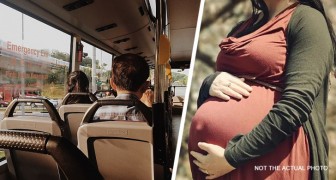 Er sagt einer schwangeren Frau, dass der Sitz im Bus von seiner Hand besetzt ist, sie setzt sich darauf