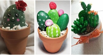 Sassi che diventano piante: basta un po' di vernice per decorare la casa con splendidi cactus