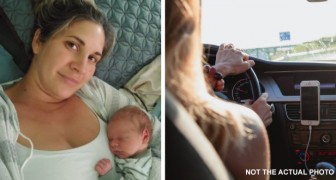 Woman's waters break while she is in the car with her 5 children: she pulls over and gives birth alone alongside the road