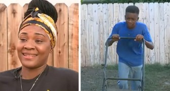 El hijo es suspendido de la escuela y ella lo castiga haciéndolo cortar el césped a todos los vecinos ancianos (+VIDEO)