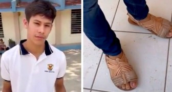 Descubre que su hijo se burló de un compañero de su clase debido a sus zapatos: lo obliga a usar sandalias (+VIDEO)
