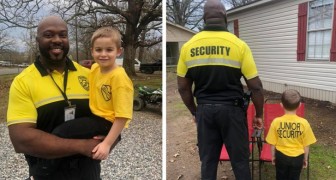 Young boy decides to dress up like his school security guard, because he is his favorite person
