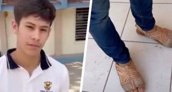 Hij ontdekt dat zijn zoon een klasgenoot uitlacht vanwege zijn schoenen: hij dwingt hem sandalen te dragen (+ VIDEO)