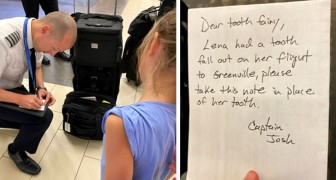 En liten flicka blir desperat efter att ha förlorat en tand på flyget, men kaptenen skriver ett brev till tandfen