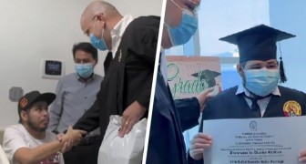 Young man cannot attend his graduation ceremony because he has cancer: the rector brings his certificate to the hospital
