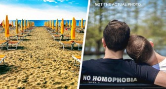 Due uomini si baciano in spiaggia e vengono allontanati dal lido: Non davanti ai bambini