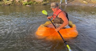 Dieser Mann reiste mehr als 70 km in einem riesigen Kürbis einen Fluss entlang: Er stellte einen neuen Weltrekord auf