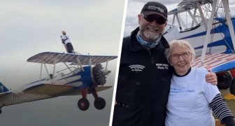 93-jarige laat zich vastbinden aan vleugel van vliegtuig voor een ongekende prestatie: Ik doe het voor het goede doel