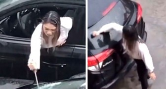 Elle découvre que son partenaire la trompe : elle se venge en saccageant sa nouvelle voiture