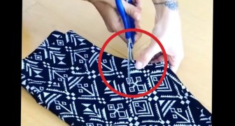 She cut off a piece from her leggings, the result is AWESOME !