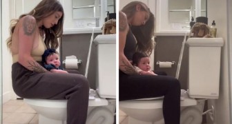 Ze laat haar dochter wennen aan het gebruik van het toilet als ze nog maar 2 maanden oud is: Nu is ze 5 maanden en wenkt ze me om me te vertellen wanneer ze nodig moet”