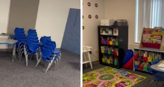 Insegnante investe dei soldi per trasformare una triste aula d'asilo in una stanza coloratissima