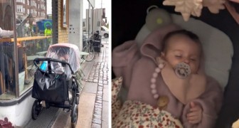 Mother leaves her little daughter to sleep in her pram outside while she is shopping: It's normal here