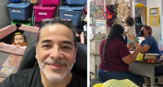 Manager accudisce la figlia di una sua dipendente per permetterle di lavorare: porta gioia in ufficio