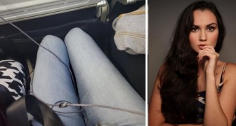 Sie bittet um einen anderen Sitzplatz im Flugzeug, weil ihre Platz zwischen zwei unförmigen Personen liegt