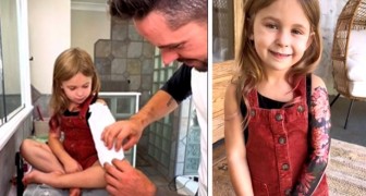 Deze vader heeft de arm van zijn 5-jarige dochter volledig getatoeëerd om haar gelukkig te maken
