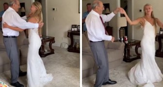 Un grand-père ne peut pas aller au mariage de sa petite-fille : elle parcourt 1 200 km pour danser avec lui habillée en mariée (+VIDEO)