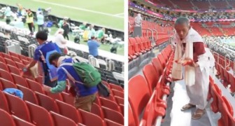 Qatar: Japanse fans blijven na de wedstrijd in het stadion om de tribunes schoon te maken