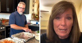 En fru som är trött efter sin cancerbehandling orkar inte göra i ordning lunch och hennes man klagar över att han måste laga mat själv