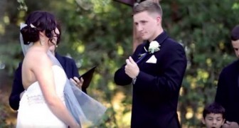 The groom takes the microphone for his wedding vow, but what he's about to do is unexpected!