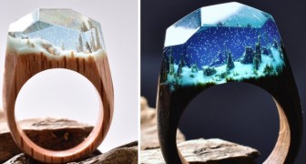 Boschi innevati e paesaggi subacquei: vi innamorerete di questi meravigliosi anelli in legno e resina