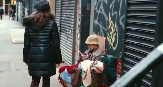 A girl passes right by a homeless woman --- but does not realize who she really is!