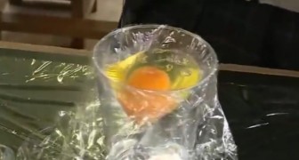 Break open an egg in plastic wrap but NOT to cook it --- You will not believe your eyes!