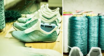 Scarpe prodotte con bottiglie di plastica e reti da pesca illegali: così la moda diventa green
