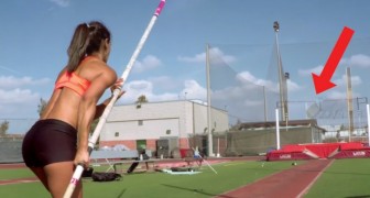 An athlete prepares to pole vault --- her subjective video is mesmerizing!