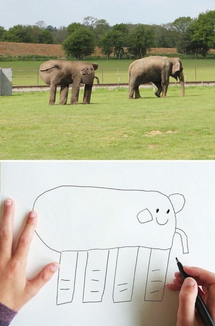 L'elefante è sicuramente l'animale che gli è riuscito meglio!