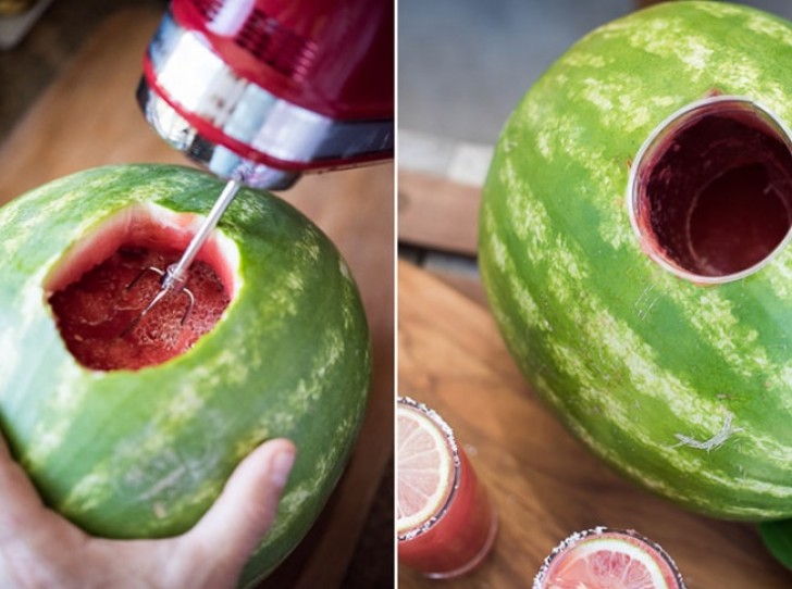 5. A refreshing summer dessert? A watermelon smoothie served in the selfsame watermelon!