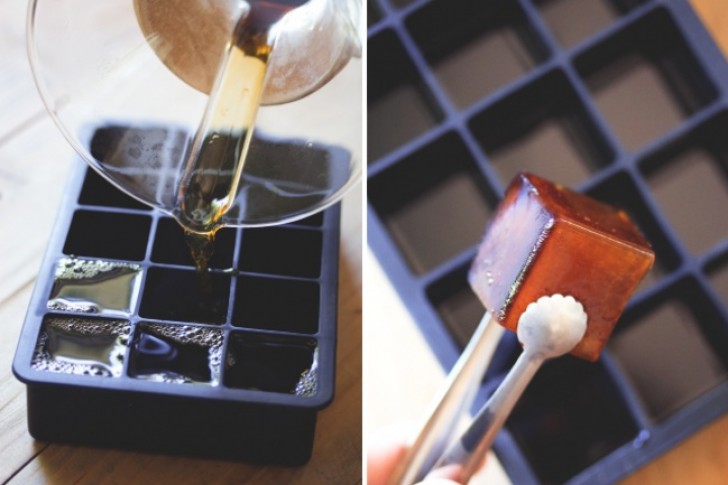 8. Milk coffee in a minute? Make frozen coffee cubes and put one or two in your hot milk!