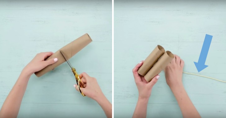 Cut the empty cardboard roll in half (or use two cardboard rolls from finished toilet paper ).